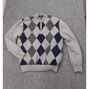 Fairway & Greene windbreaker sweater Mens 2XL XXL Gray Argyle Lined Merino Golf